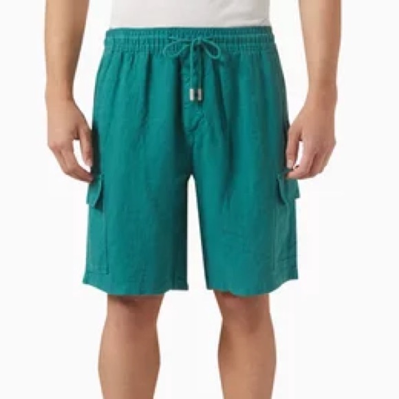 Vilebrequin Baie Linen Cargo Bermuda Shorts in Blue - Size Large - Picture 1 of 8